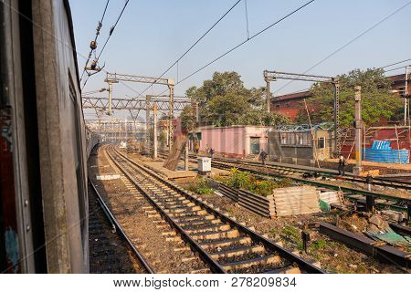 Howrah Station , Howrah, West Bengal / India - 4th February 2018 : Railway Track Of Indian Railway. 