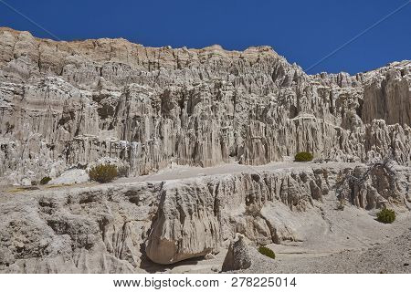 Eroded Rock Formations Along Quebrada Chuba, A River Valley High On The Altiplano Of Northern Chile 
