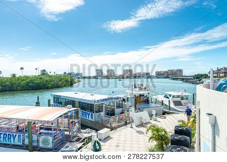 Boats Anchored At Marina In Clearwater Florida