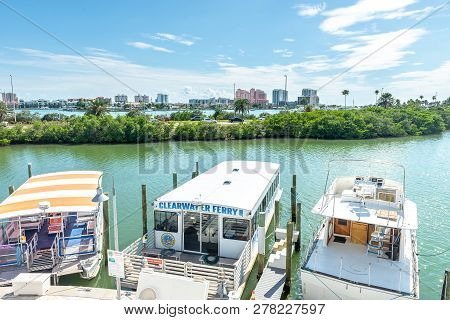Boats Anchored At Marina In Clearwater Florida