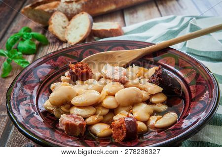 Traditional Spanish Dish With Big Beans Called Fabada