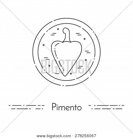 Pimento Pepper Thin Line Banner For Cooking, Healthy, Vegetarian Food