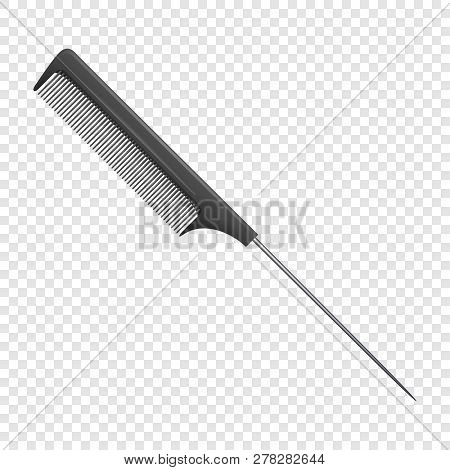 Vector Realistic Classic Simple Black 3d Plastic Hairdresser S Comb Icon For Salon, Barbershop, Mock