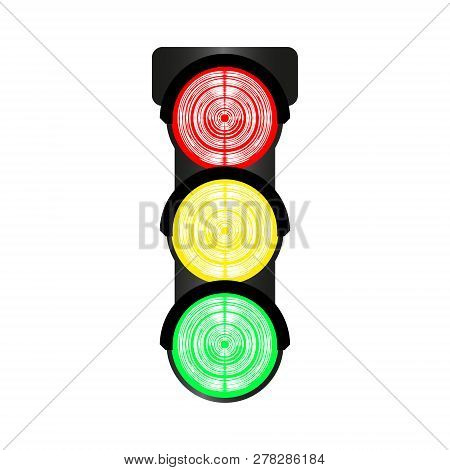 Isolated Vector Trafic Light On The White Background Red, Yellow And Green Lights