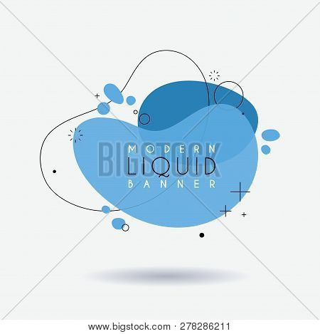 Flat Geometric Shape With Outline In Memphis Design Style. Vivid Transparent Banner In Retro Poster 