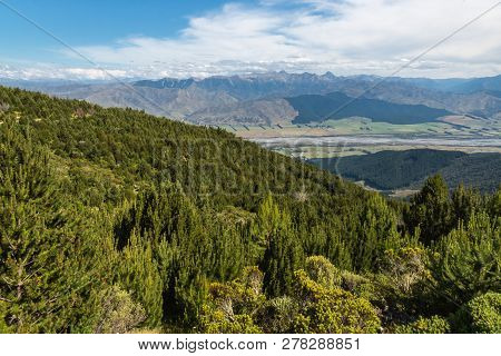 Wairau Valley With Wairau River In Marlborough, South Island, New Zealand