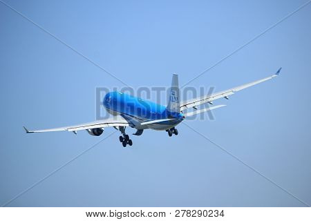 Amsterdam The Netherlands - April 2nd, 2017: Ph-aom Klm Royal Dutch Airlines Airbus A330 Takeoff Fro