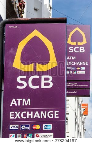 Phuket, Thailand - 2nd September 2018: The Siam Commercial Bank. The Bank Is One Of The Major Banks 