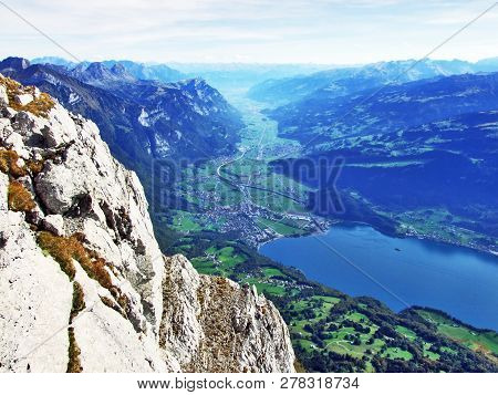 Panoramic View From The Top Of Frumsel In The Churfirsten Mountain Range - Canton Of St. Gallen, Swi