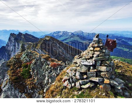 Rocky Peak Frumsel In The Churfirsten Mountain Range - Canton Of St. Gallen, Switzerland