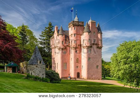 Alford, Scotland - May 25: Fairytale Pinkish Craigievar Castle On May 25, 2018 In Alford