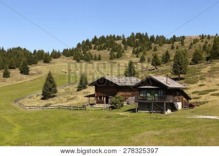 Compaccio Compatsch, Italy On September 12. View Of Arnika Hütte, Guest House This Side A Hill On Se