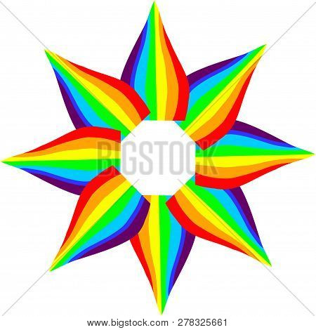 Abstract Rainbow Floral Shape Pattern. Decorative Ornament Design. Colorful Frame.