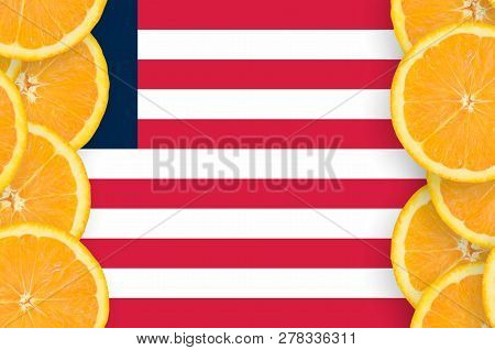 Liberia Flag  In Citrus Fruit Slices Vertical Frame