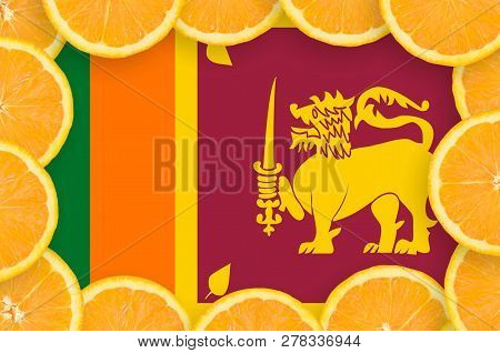 Sri Lanka Flag  In Fresh Citrus Fruit Slices Frame