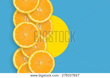 Palau Flag And Citrus Fruit Slices Vertical Row