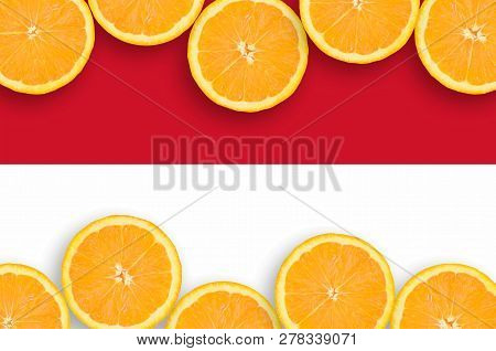 Indonesia Flag  In Citrus Fruit Slices Horizontal Frame