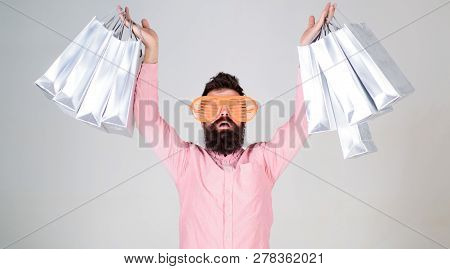Happy Shopping With Bunch Paper Bags. Shopping Addicted Consumer. How To Get Ready For Your Next Vac