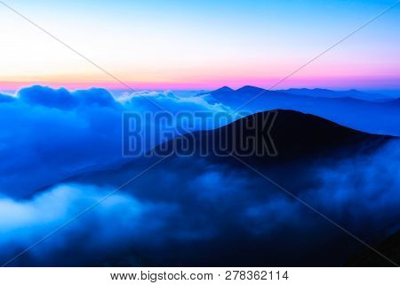 Sunrise Over The Carpathian Mountains, View From Mountain Bliznitsya Velika 1881 M. Ukraine.