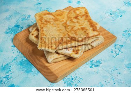 Afghan Bolani  Veggie Stuffed Flatbread. Top View