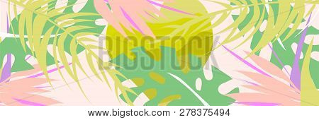Tropical Collage Pattern Banner In Hawaiian Style