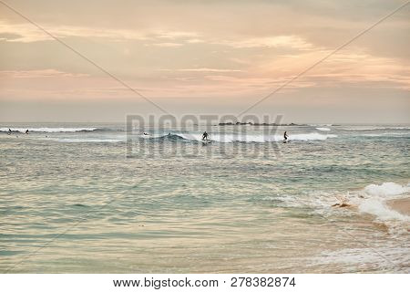 Midigama Beach. Sunset In The Indian Ocean. Midigama, Sri Lanka.