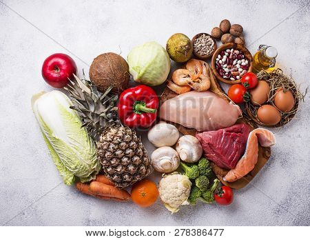 Trendy Pegan Diet. Paleo And Vegan Healthy Products