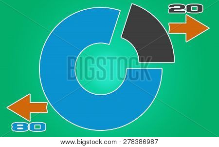 Pareto Rule Chart In Green Background, 3d Rendering