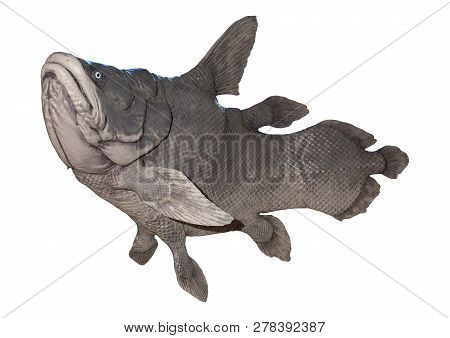 3D Rendering Mawsonia Fish On White