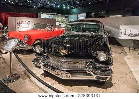 Amman, Jordan, December 07, 2018 : Cadillac Type 75 Fleetwood 1956 Imperial (armoured) At The Exhibi