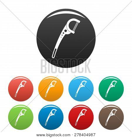 Floss Pick Icons Set 9 Color Vector Isolated On White For Any Design