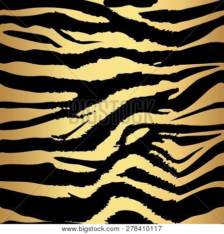 Background Pattern Texture Tiger  And Zebra Stripe Gold Jungle Safari. Tiger And Zebra  Seamless Pat