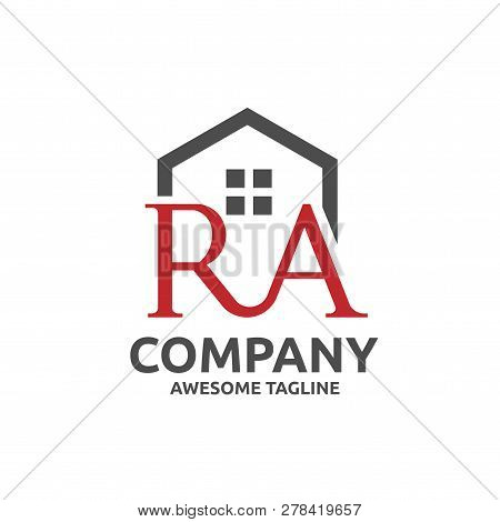 Strong Modern Letter R And A With Roofing Style. Real Estate Logo Concept