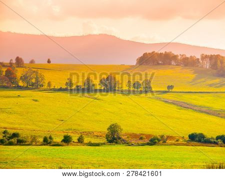 Landscape Of Sumava Meadows, Southern Bohemia, Czech Republic.