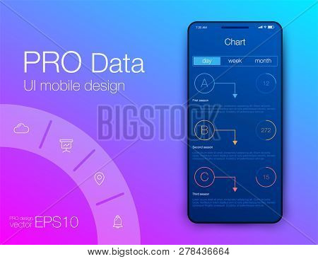 Mobile Phone Application For Analytics. Stock Vector