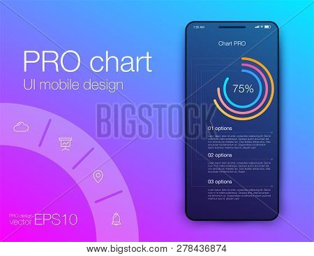 Mobile Phone Application For Analytics. Stock Vector