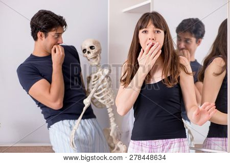 Concept of Skeleton in the cupboard or closet