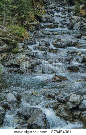 Bealey River At Devil's Punchbowl Waterfall Walking Track, Arthur's Pass, New Zealand