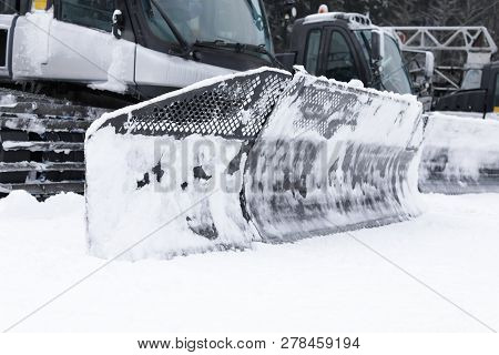 Heavy Equipment For Snow Removal Outdoors. Winter Work
