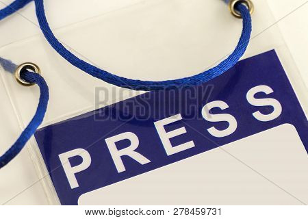Blue Press Pass Id Card  For Usage As Close-up