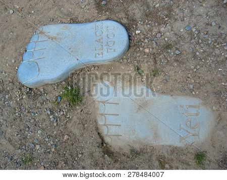 Strysza Buda (mirachowo), Poland - May 03, 2014: Kaszubski Miniature Park. Footprint Yeti