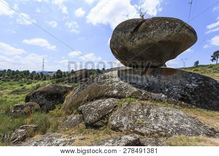 View Of The Mythical Granite Boulder, Called Bell Stone Or Penedo Do Sino, Which Is Surrounded By A 