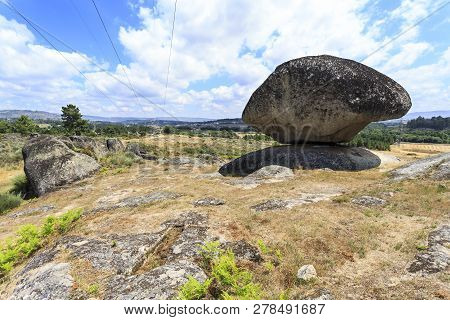View Of The Mythical Granite Boulder, Called Bell Stone Or Penedo Do Sino, Which Is Surrounded By A 