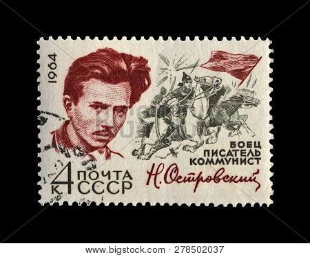 Ussr - Circa 1964: Canceled Stamp Printed In The Ussr Shows Nikolai Ostrovsky (1904-1936), Famous Ru