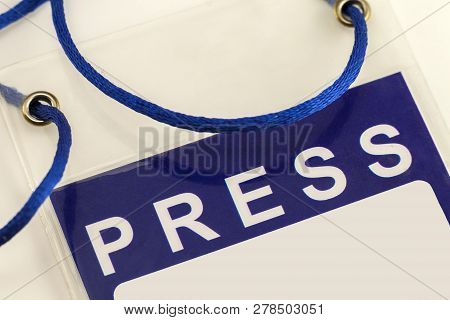 Blue Press Pass Id Card Close-up Business