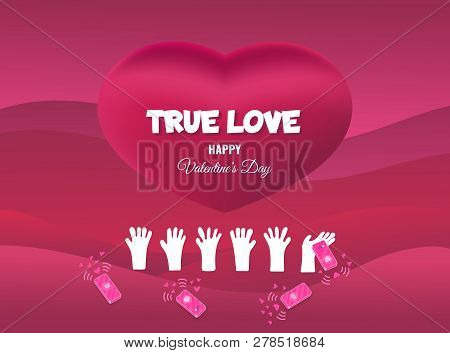 Valentine's or Women's day card True love, or design for banner. All phrases by Sil Open Font License, name of each font is signed in layers
