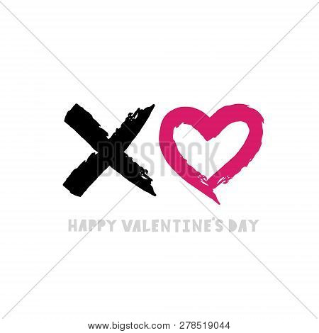 Valentines or Womens day card about love XO. Hand drawn modern lettering.