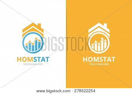 Vector Graph And Real Estate Logo Combination. Diagram And House Symbol Or Icon. Unique Chart And Re