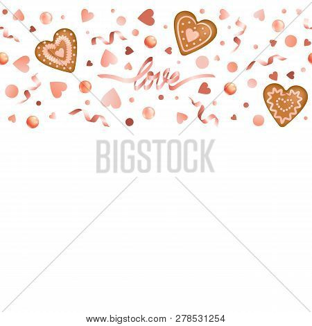 Love And Gingerbread Hearts Seamless Horizon Border