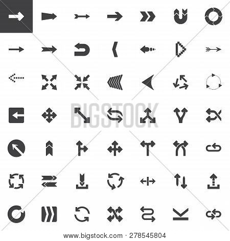 Abstract Arrows Vector Icons Set, Modern Solid Symbol Collection, Filled Style Pictogram Pack. Signs
